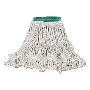 Rubbermaid Commercial Swinger Loop Shrinkless Mop Heads, Cotton/Synthetic, White, Medium, 6/Carton (C252WHI)