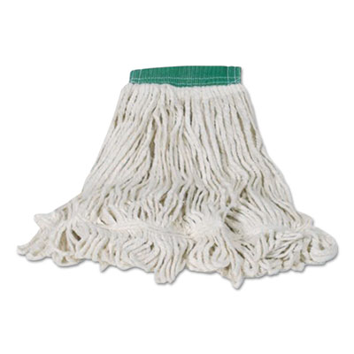 Rubbermaid Commercial Swinger Loop Shrinkless Mop Heads, Cotton/Synthetic, White, Medium, 6/Carton (C252WHI)