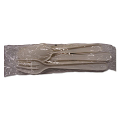 GEN Heavyweight Cutlery, Fork/Knife/Teaspoon/Salt/Pepper/Napkin, Polypropylene Plastic, White, 250/Carton (GENWHY6KIT250)
