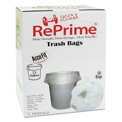 Linear Low Density Can Liners with AccuFit Sizing, 23 gal, 0.9 mil, 28" x 45", Clear, 50 Bags/Box, 6 Boxes/Carton (H5645TCRC1CT)