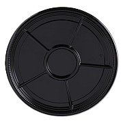 WNA Caterline Casuals Thermoformed Platters, 6 Compartments, 12" Diameter, Black, Plastic, 25/Carton (A522BL)