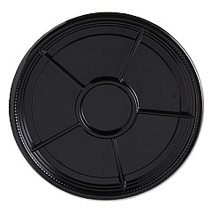 WNA Caterline Casuals Thermoformed Platters, 6 Compartments, 12" Diameter, Black, Plastic, 25/Carton (A522BL)
