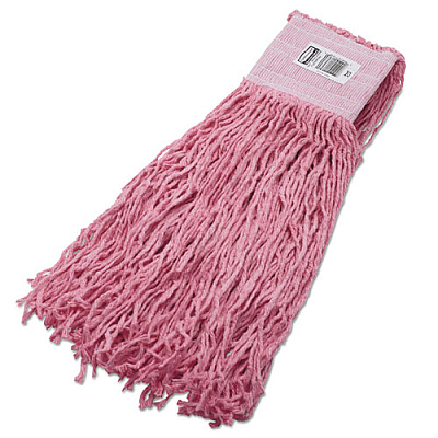 Rubbermaid Commercial Specialty Synthetic Blend Mop Heads, Cut-End, 24oz, Pink, 6/carton (F13700PINK)
