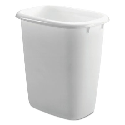 Rubbermaid Open-Top Wastebasket, 14.4 qt, Plastic, White, 6/Carton (2958WHICT)