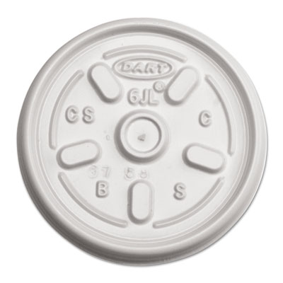 Dart Plastic Lids for Foam Containers, Vented, Fits 3.5 oz to 6 oz, White, 100/Pack, 10 Packs/Carton (6JL)