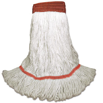 Boardwalk Saddleback Loop-End Wet Mop Heads, Rayon, Large, White, 12/Carton (SP200L18DZ)