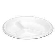 Genpak Elite Laminated Foam Plates, 8.88 Inches, White, Round, 3 Comp, 125/pk, 4 Pk/ct (LAM39)
