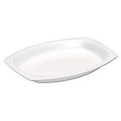 Genpak Elite Laminated Foam Platter, 7 X 9, White, Rectangle, 125 Pack, 4 Packs/carton (LAM79)