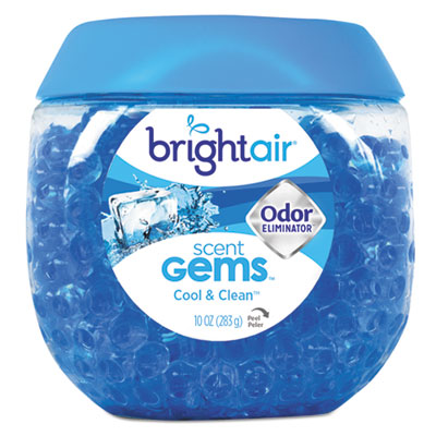 BRIGHT Air Scent Gems Odor Eliminator, Cool and Clean, Blue, 10 oz Jar, 6/Carton (900228CT)