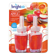 BRIGHT Air Electric Scented Oil Air Freshener Refill, Macintosh Apple And Cinnamon, 2/pack (900255PK)