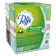 Puffs Plus Lotion Facial Tissue, 2-Ply, White, 124 Sheets/Box, 6 Boxes/Pack, 4 Packs/Carton (39383)