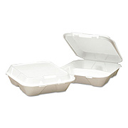 Genpak SN203VW Hinged-Lid Foam Carryout Containers
