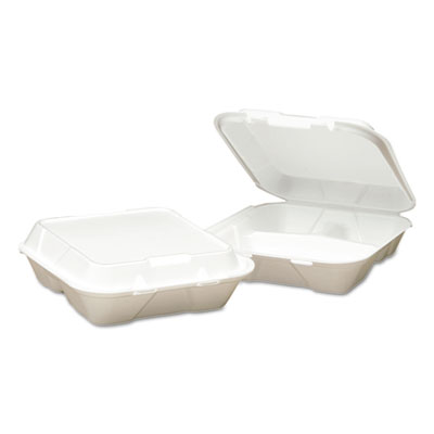 Genpak SN203VW Hinged-Lid Foam Carryout Containers