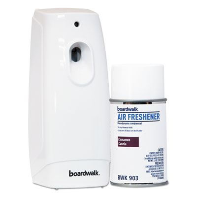Boardwalk Air Freshener Dispenser Starter Kit, White, Cinnamon Sunset, 5.3 oz (BWK907)