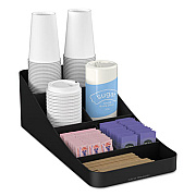 Mind Reader Trove Seven-Compartment Coffee Condiment Organizer, 7.75 x 16 x 5.25, Black (COMP7BLK)