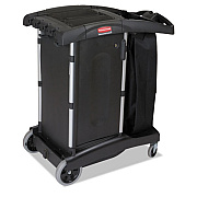 Rubbermaid Commercial Compact Turndown Housekeeping Cart, 22w X 38 1/4d X 44h, Black (9T77)