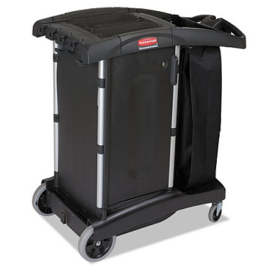 Rubbermaid Commercial Compact Turndown Housekeeping Cart, 22w X 38 1/4d X 44h, Black (9T77)