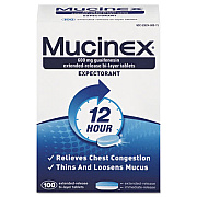Mucinex Expectorant Regular Strength, 100 Tablets/Box, 12 Box/Carton (00815)