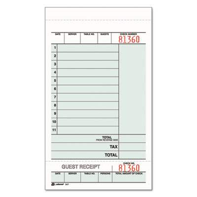 Adams Multi-Part Guest Check Unit Sets, Two-Part Carbonless, 4.25 x 6.75, 250 Forms Total (947SWC)