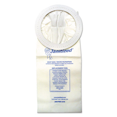 Janitized Vacuum Filters Designed to Fit Most Commercial 10 Qt. Backpack Vacs, 10/Pack (JANPTMV2PK)
