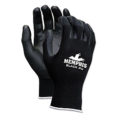 MCR Safety Economy PU Coated Work Gloves, EN388: 2121, 12" Long, X-Small, Black, 12 Pairs (9669XS)