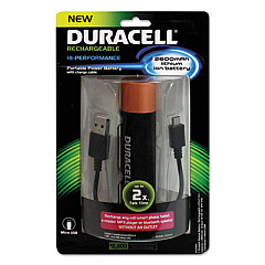Duracell Portable Power Bank with Micro USB Cable, 2600 mAh, Red (PRO515)