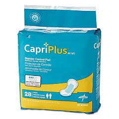 Medline Capri Plus Bladder Control Pads, Extra Plus, 6.5 x 13.5, 28/Pack, 6/Carton (BCPE02CT)