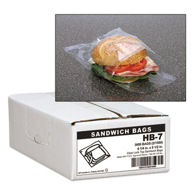 Handi-Bag Jumbo Sandwich Bags, 0.7 mil, 5.5" x 6.25", Clear, 3,000/Carton (HB7)