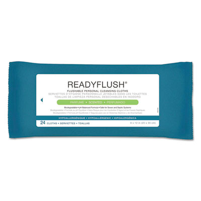 Medline ReadyFlush Biodegradable Flushable Wipes, 1-Ply, 8 x 12, White, 24/Pack, 24 Packs/Carton (MSC263810CT)