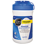 Sani Professional Hands Instant Sanitizing Wipes, 5 x 6, Unscented, White, 150/Canister (P43572EA)