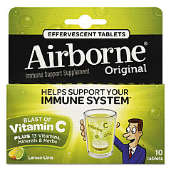 Airborne Immune Support Effervescent Tablet, Lemon/Lime, 10 Count (30006)