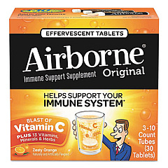 Airborne Immune Support Effervescent Tablet, Zesty Orange, 30 Count (10030)