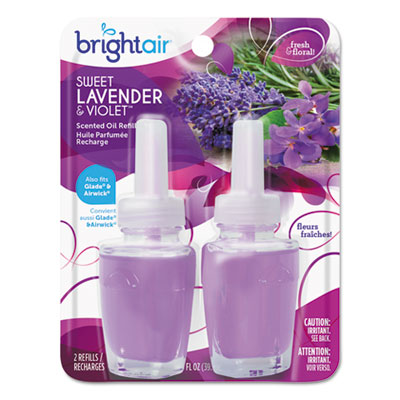 BRIGHT Air ELECTRIC SCENTED OIL AIR FRESHENER REFILL, SWEET LAVENDER/VIOLET, 0.67 OZ JAR, 2/PACK (900270PK)