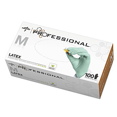Medline Professional Latex Exam Gloves With Aloe, Medium, Green, 100/box (PRO31792)