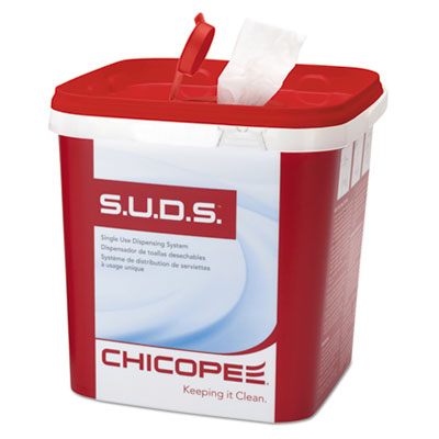 Chicopee S.U.D.S. SINGLE USE DISPENSING SYSTEM TOWELS FOR QUAT, 10 X 12, 110/ROLL, 6 ROLLS AND 1 DISPENSER/CARTON (0721)