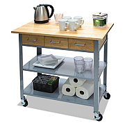 Vertiflex Countertop Serving Cart, 35.5w x 19.75d x 34.25h, Silver/Brown (VF53039)