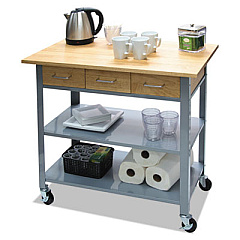 Vertiflex Countertop Serving Cart, 35.5w x 19.75d x 34.25h, Silver/Brown (VF53039)