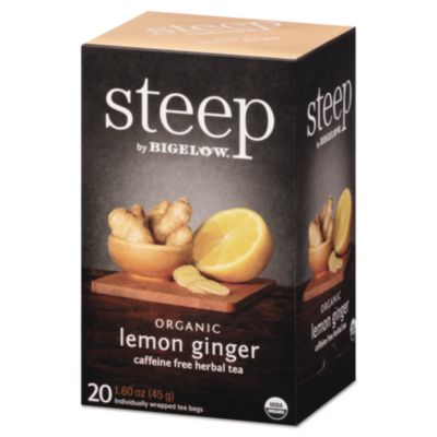 Bigelow steep Tea, Lemon Ginger, 1.6 oz Tea Bag, 20/Box (17704)