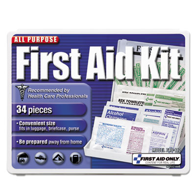First Aid Only All-Purpose First Aid Kit, 34 Pieces, Plastic Case (112)