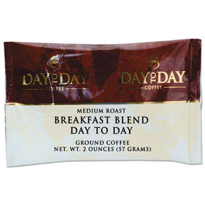 Day to Day Coffee 100% Pure Coffee, Breakfast Blend, 2 oz Pack, 42/Carton (22002)