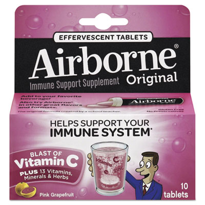 Airborne Immune Support Effervescent Tablet, Pink Grapefruit, 10 Count (30017)