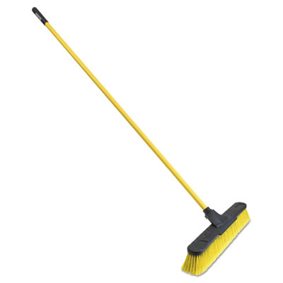 Quickie Multisurface Pushbroom, 24" Brush, 63 3/4" Handle, Pet/steel, Yellow/black (639FGRM15)