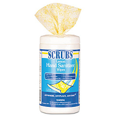 SCRUBS Hand Sanitizer Wipes, 6 x 8, 120 Wipes/Canister (92991)