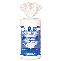 SCRUBS Glass Cleaner Wipes, 6 X 10 1/2, White, 90 Canister/pack, 6 Cans/carton (98528)