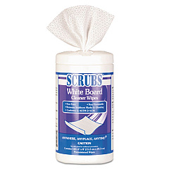 SCRUBS White Board Cleaner Wipes, Cloth, 8 X 6, White, 120/canister, 6/Carton (90891CT)