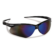 KleenGuard Nemesis Safety Glasses, Black Half Frame, Mirrored Blue Dual Lens (14481)