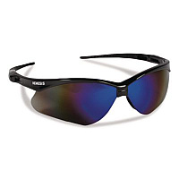 KleenGuard Nemesis Safety Glasses, Black Half Frame, Mirrored Blue Dual Lens (14481)