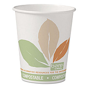 Dart Bare by Solo Eco-Forward PLA Paper Hot Cups, 10 oz, Leaf Design, White/Green/Orange, 50/Pack (370PLAJ7234P)