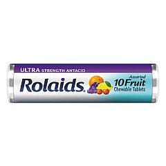 Rolaids Ultra Strength Antacid Chewable Tablets, Assorted Fruit, 10/roll, 12 Roll/box (R10049)
