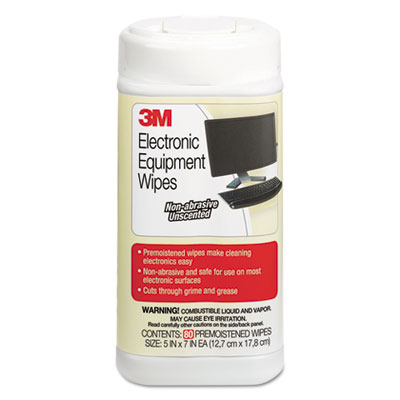 3M Electronic Equipment Cleaning Wipes, 5 1/2 x 6 3/4, White, 80/Canister (CL610)